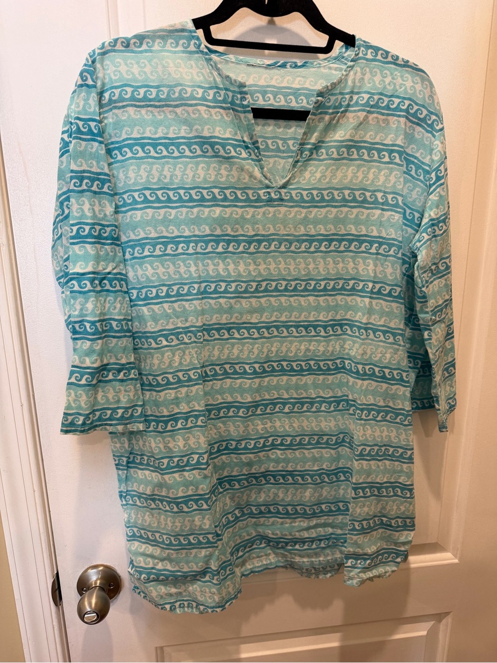 Striped Teal Wave Swim Cover-Up Tunic